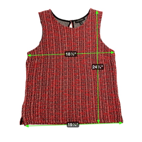 Banana Republic Red Tweed Sleeveless Top Textured Knit Scoop Neck Medium - Picture 9 of 11